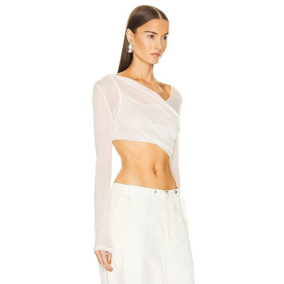 CHRISTOPHER ESBER Folded Crop Long Sleeve Top in Milk 0 New Womens Tee - Picture 5 of 16